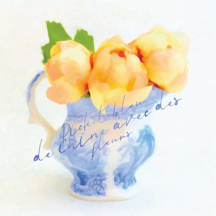 China Bleu Series Cup Pitcher with Blossoms 24x24