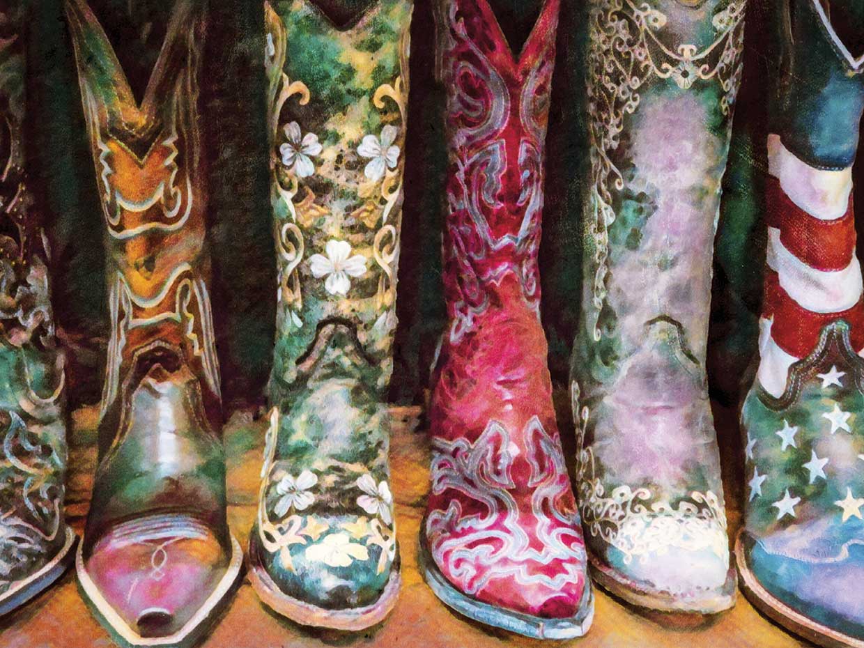 Moderna línea de botas vaqueras 24x36 Lienzo