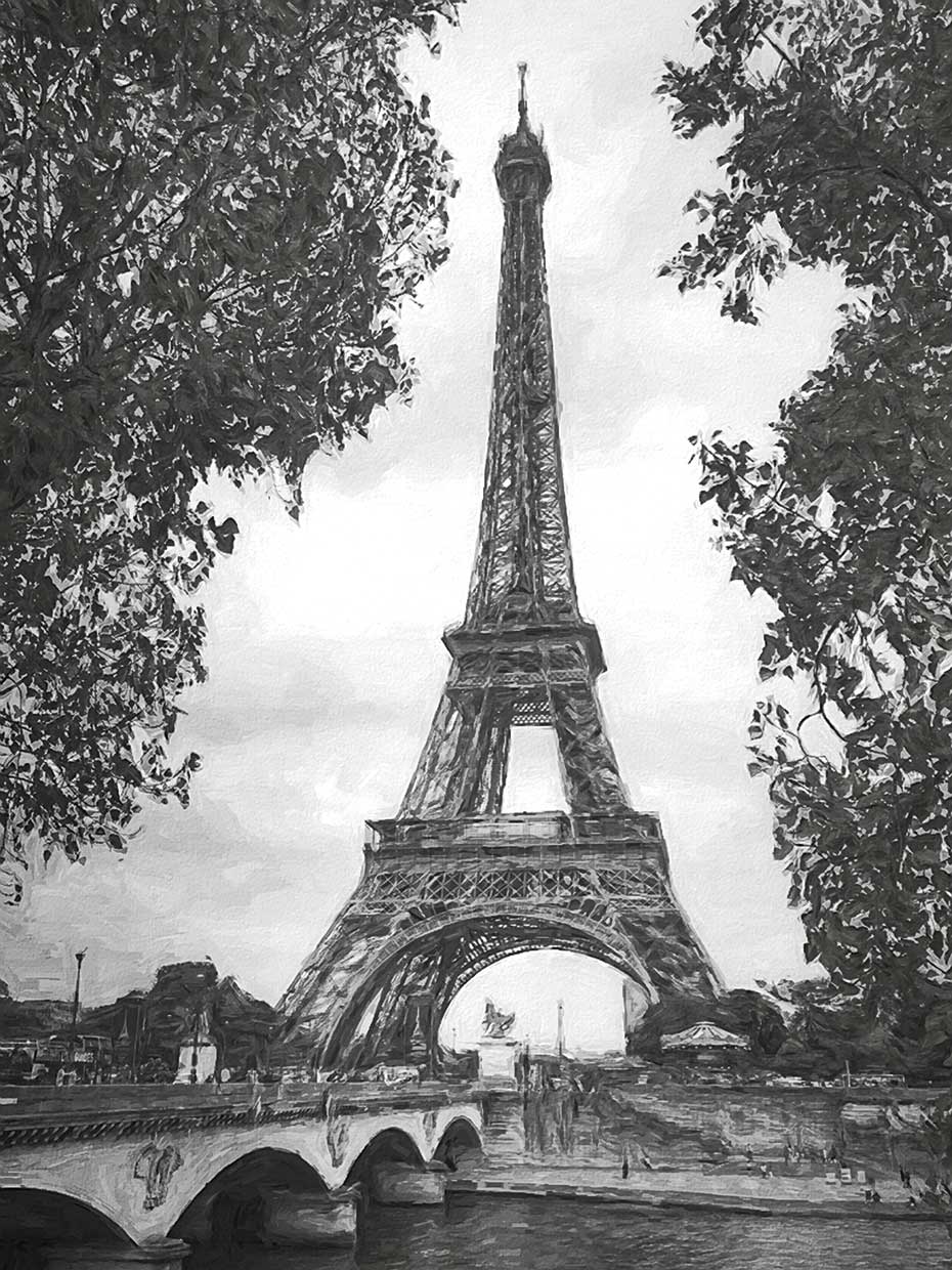 Eiffel Tower Across the Seine 18x24