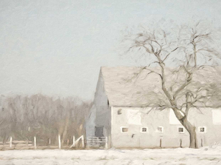 White Barn w Blue Door 18x24