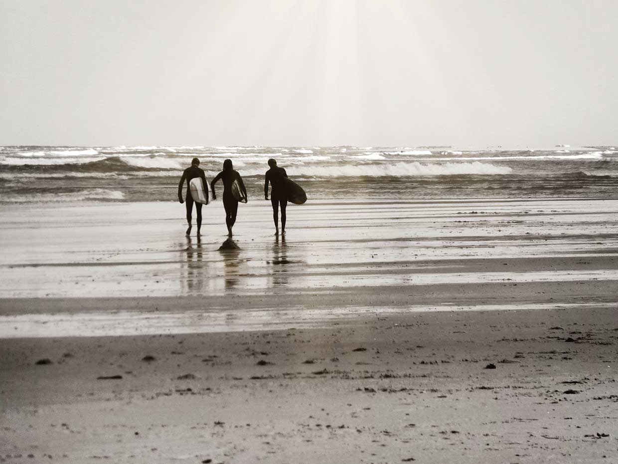 Surfer Trio Black and White 24x36
