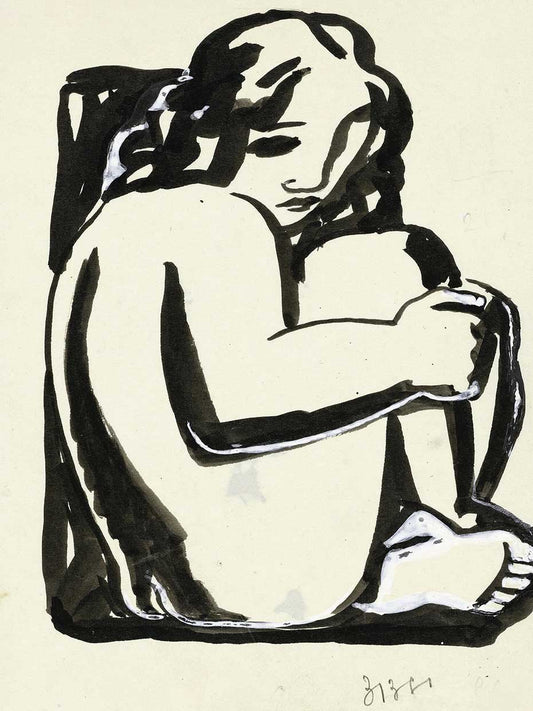 Naked Seated Woman with Raised Knees