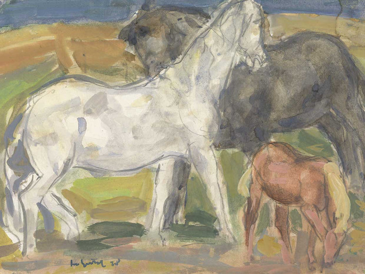 Tres caballos en un paisaje (1918) Lienzo