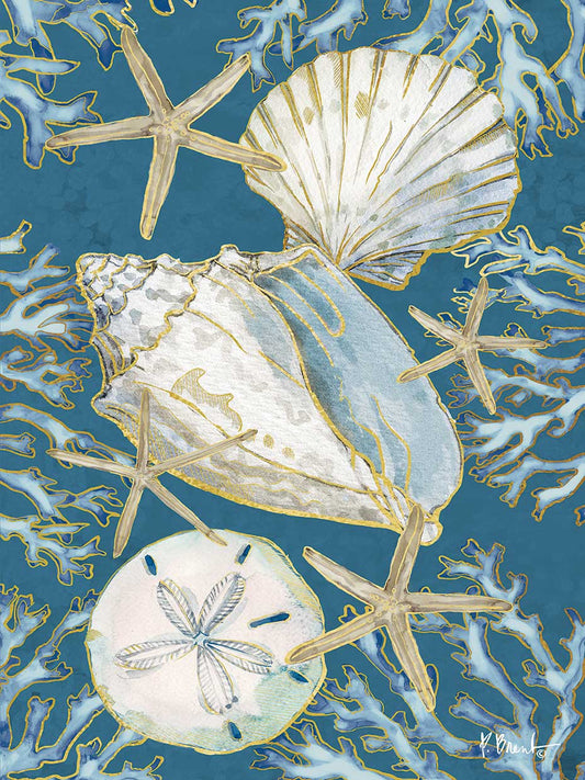 Playa Shells Vertical – Indigo Canvas Print