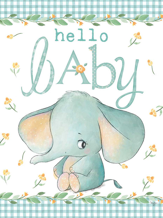 Hello Baby Elephant Blue Canvas Print
