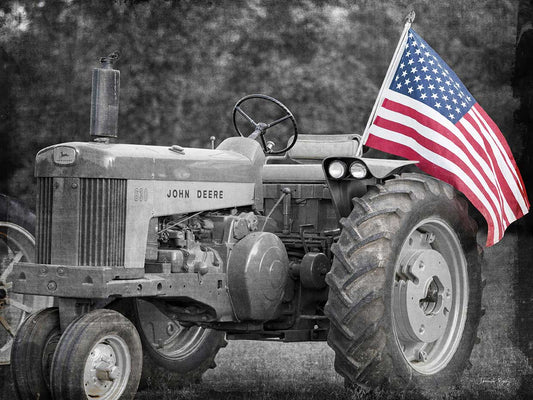 Tractor with American Flag Canvas Print