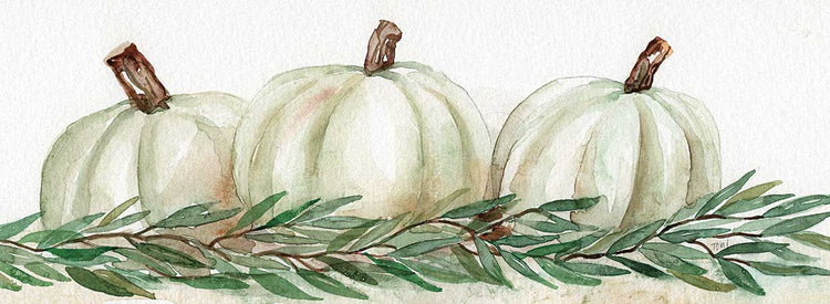 Calabazas blancas y vegetación Lienzo