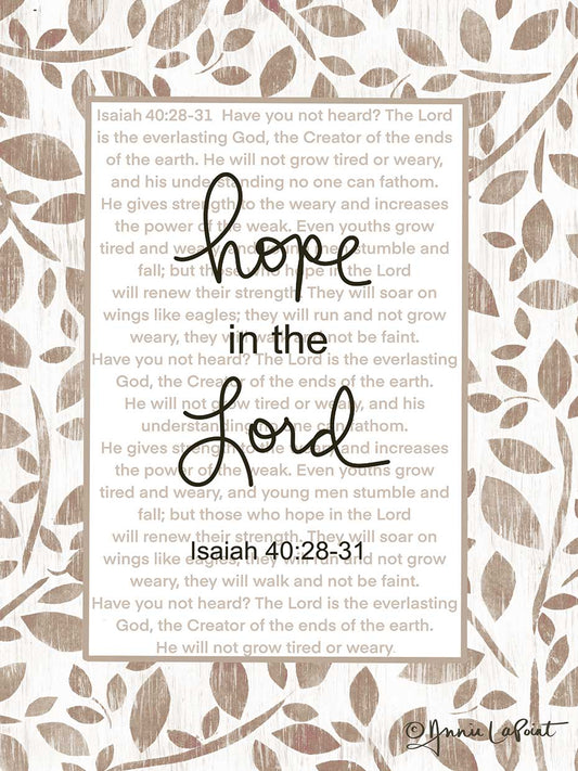 Hope in the Lord Isaiah 40:28-31