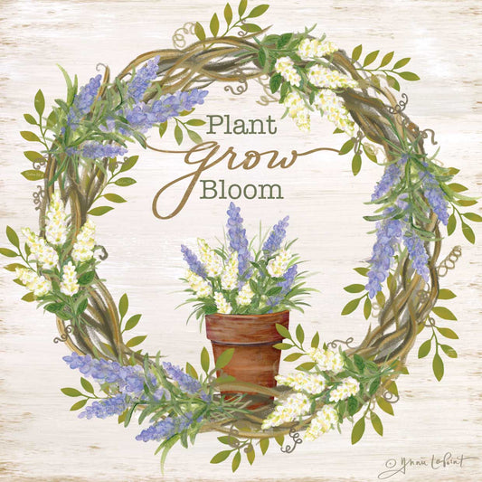 Plant, Grow, Bloom Wreath Canvas Print