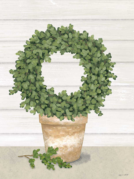 Potted Boxwood Wreath Canvas Print
