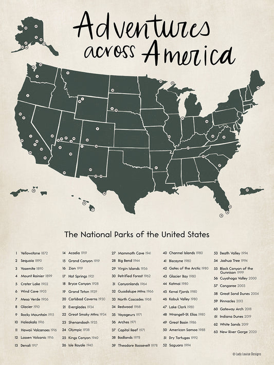 Adventures Across America Neutral Canvas Print