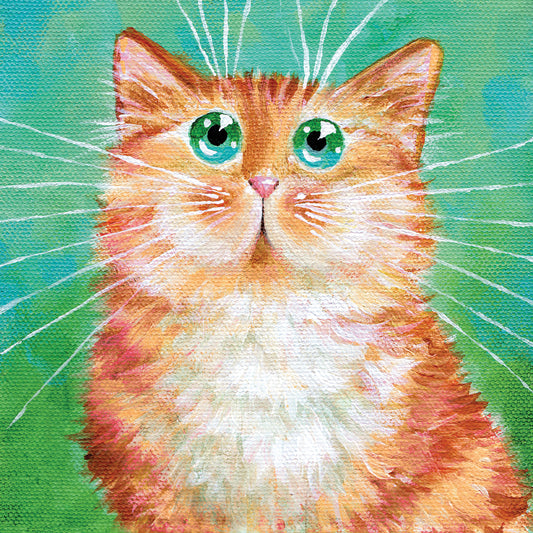 Ginger Tabby on Super Green Canvas Print