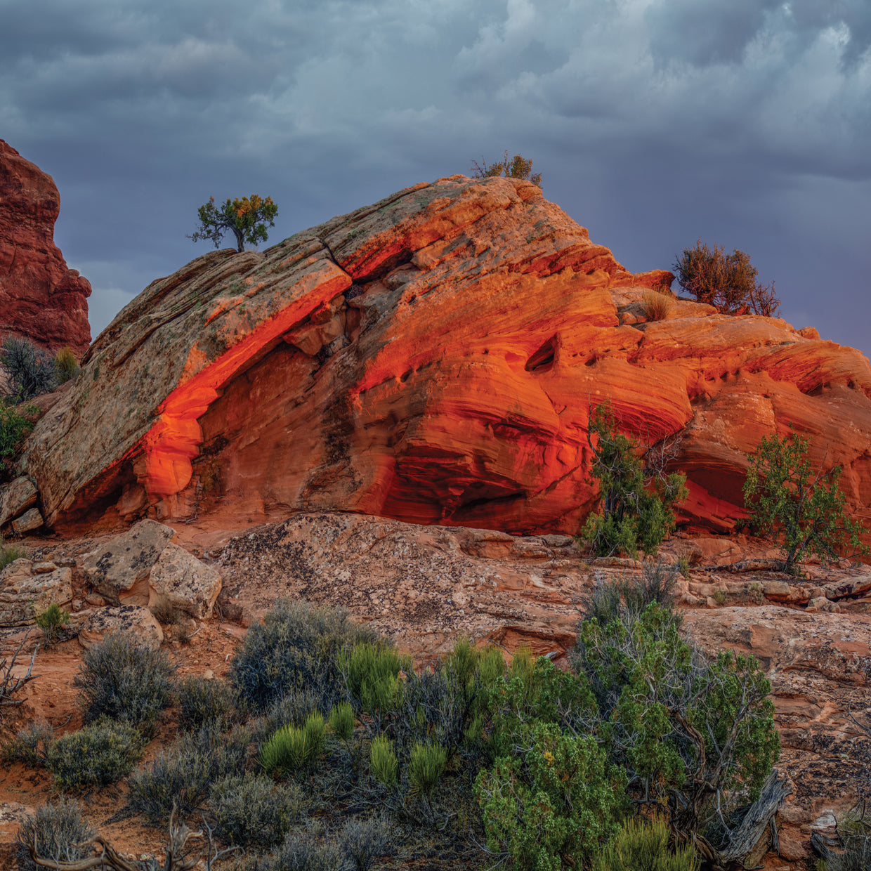 A Glowing Rock At Sunset