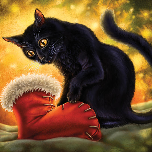 Cat with Christmas Stocking