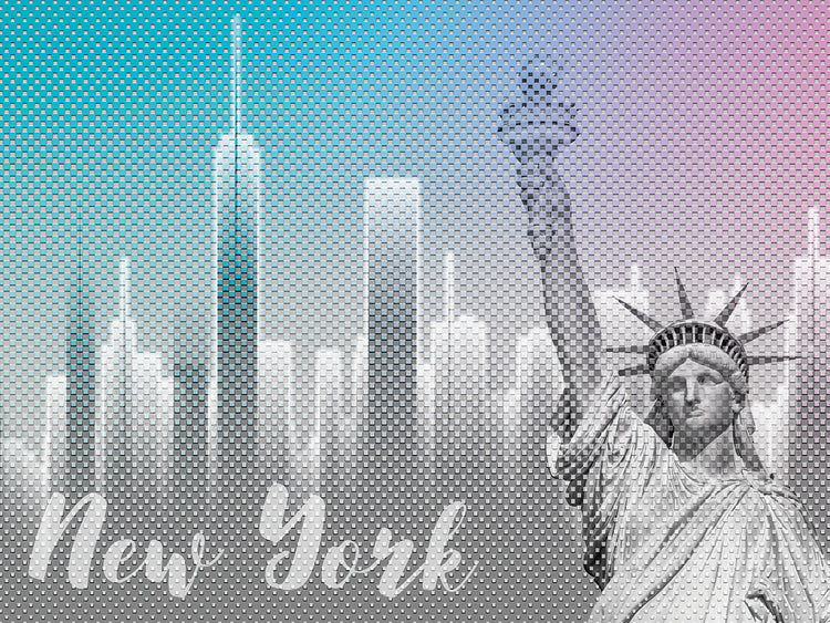 Graphic Art NEW YORK Mix No. 4 | funky cyan and pink