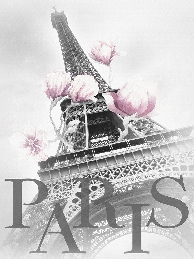 PARIS Magnolia Eiffel Tower - black & white / rose