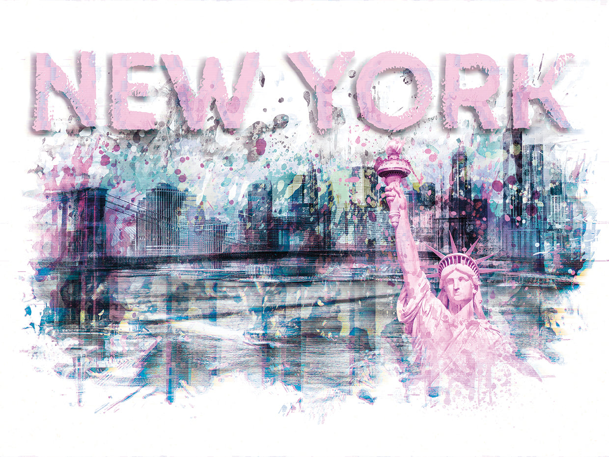 Modern Art NEW YORK CITY Skyline Splashes | pink