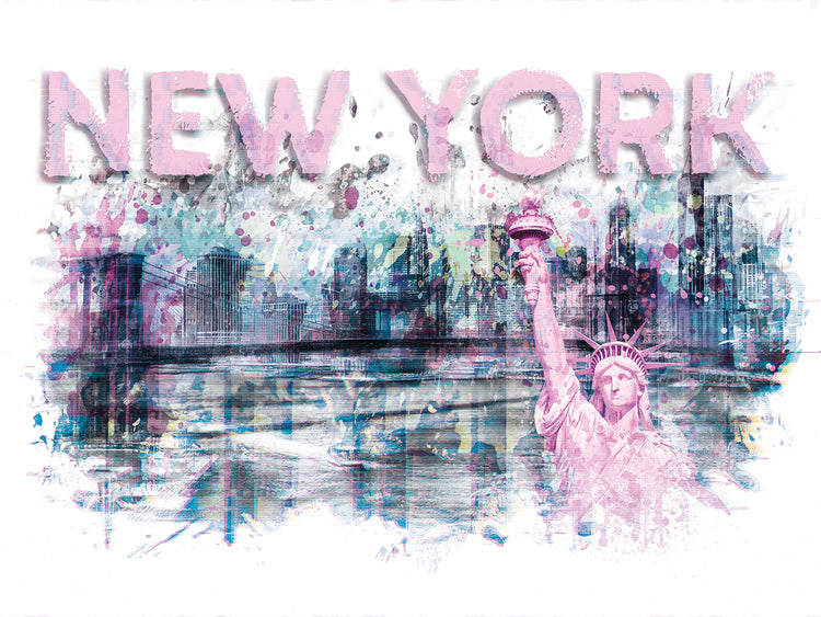 Modern Art NEW YORK CITY Skyline Splashes | pink