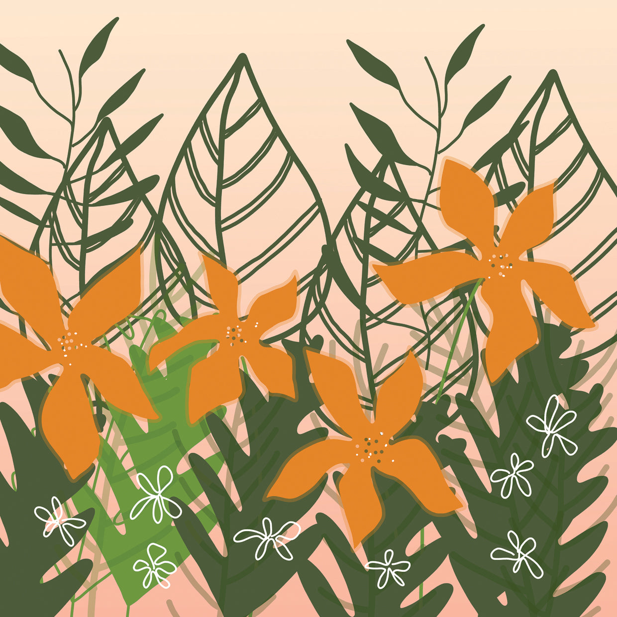 Peachy Flower Garden