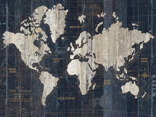 Old World Map Blue v2 Canvas Print