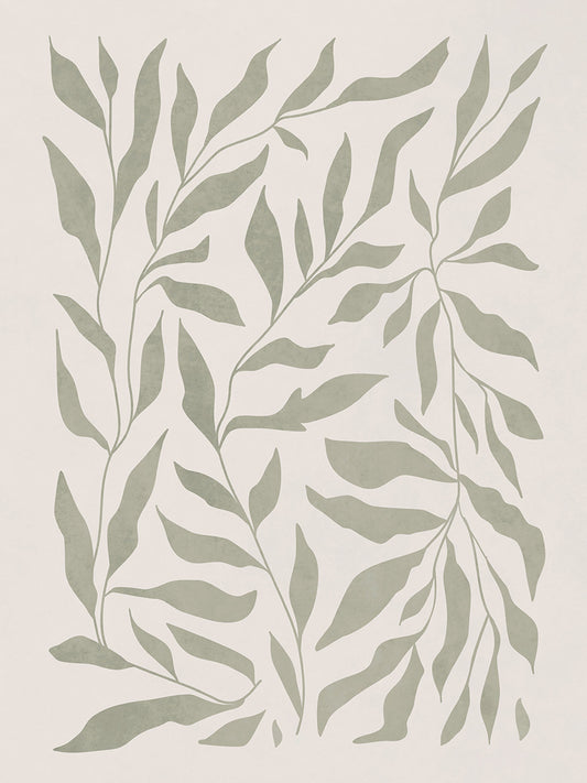 Olive Green Leaves Canvas Print