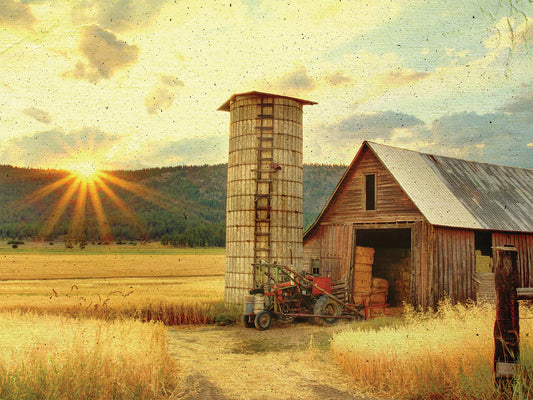 Textured Barn and Sunset