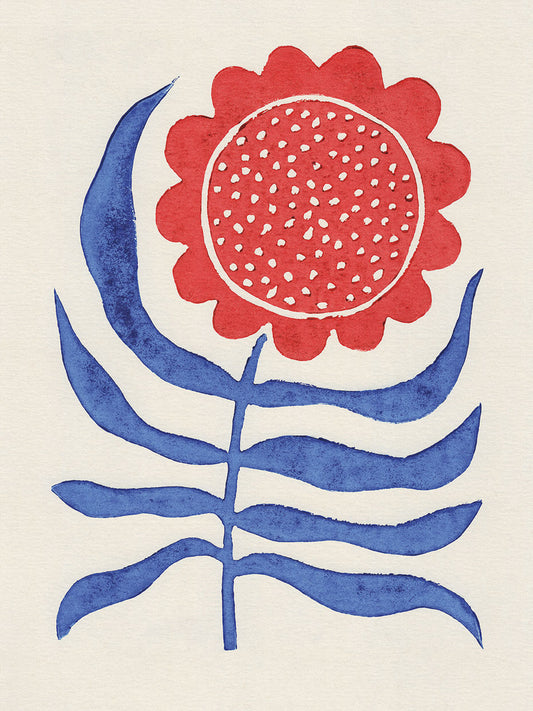 Red Flower Lino Print