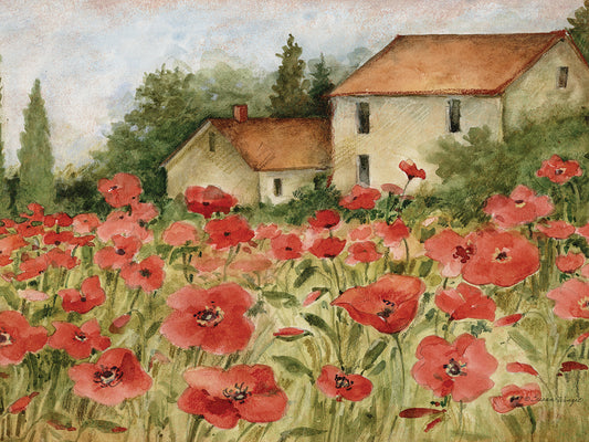Tuscan Poppy Landscape Canvas Print