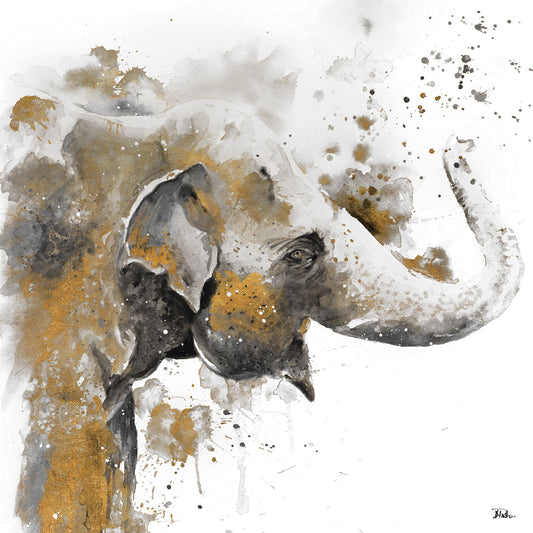 Water Elephant with Gold Canvas Print