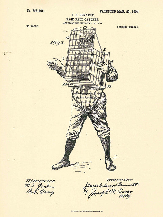 Patent Base-Ball Catcher, March 22, 1904