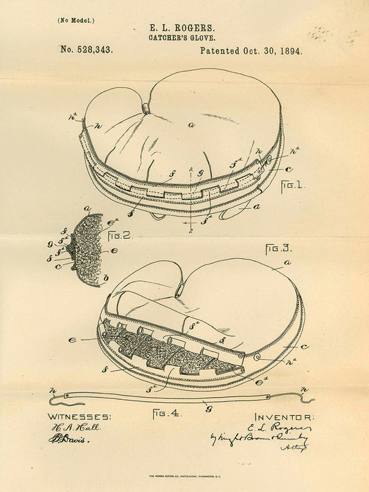 Patent Catcher's Glove, Inventor: Elroy L. Rogers, Oct. 30, 1894