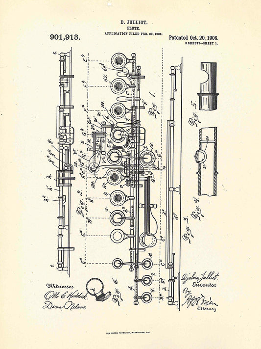 Patent Flute, Inventor Djalma Julliot, Oct 20, 1909 I