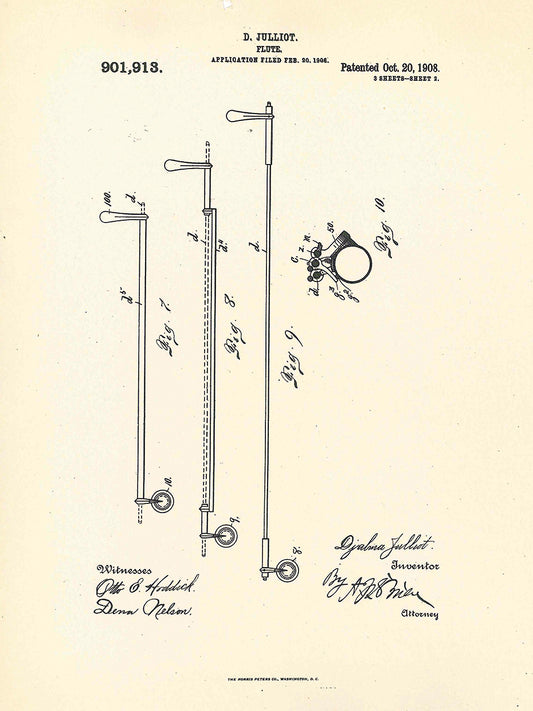 Patent Flute, Inventor Djalma Julliot, Oct 20, 1909 II