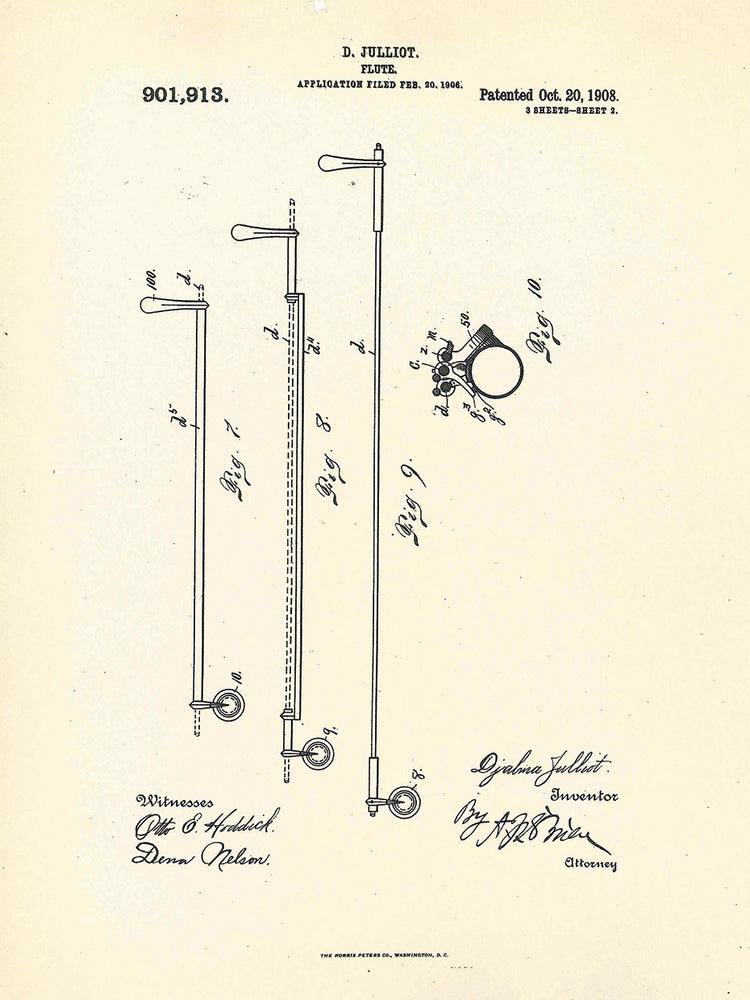 Patent Flute, Inventor Djalma Julliot, Oct 20, 1909 II