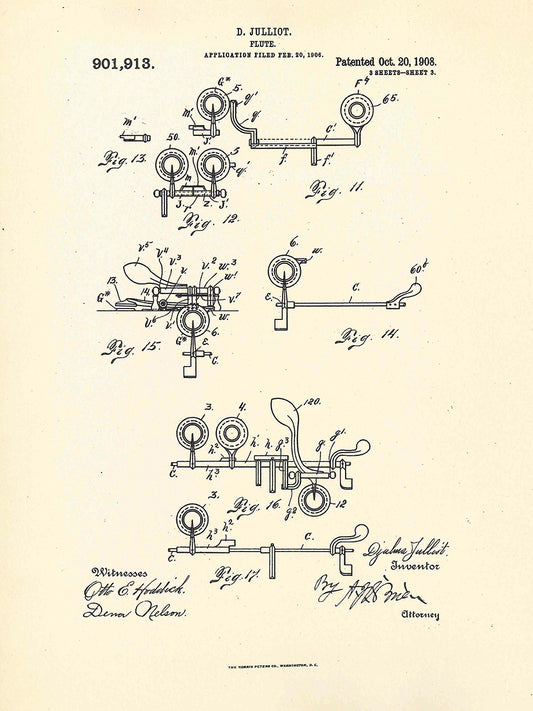 Patent Flute, Inventor Djalma Julliot, Oct 20, 1909 III