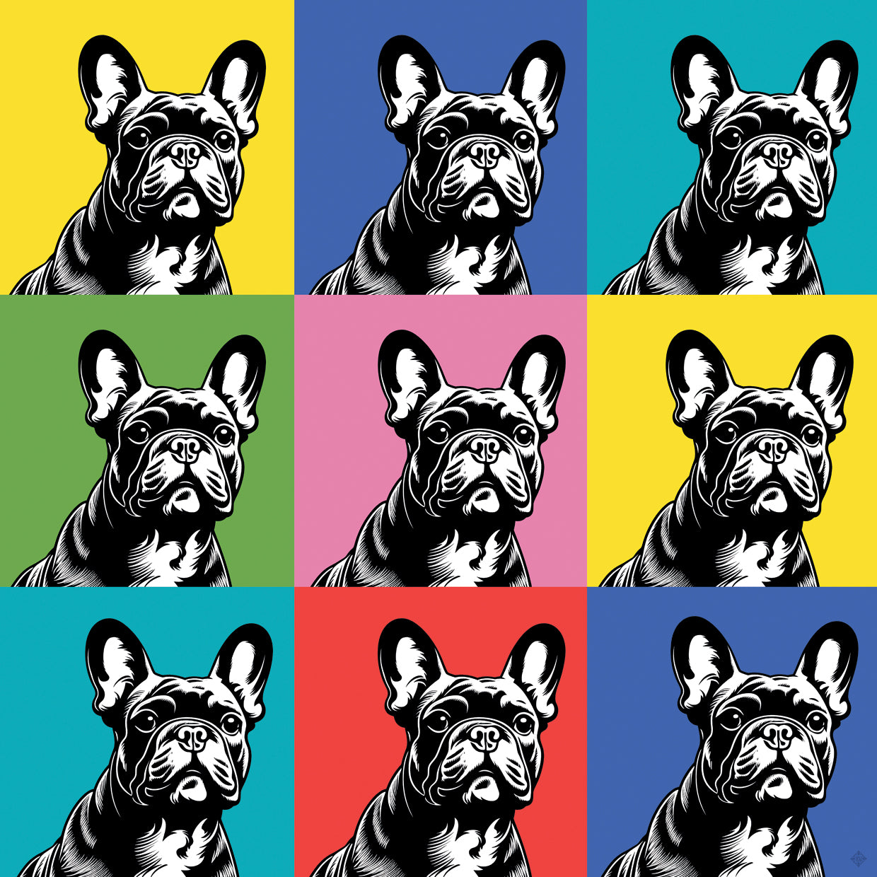 French Bulldog Pop Glam Rainbow Grid