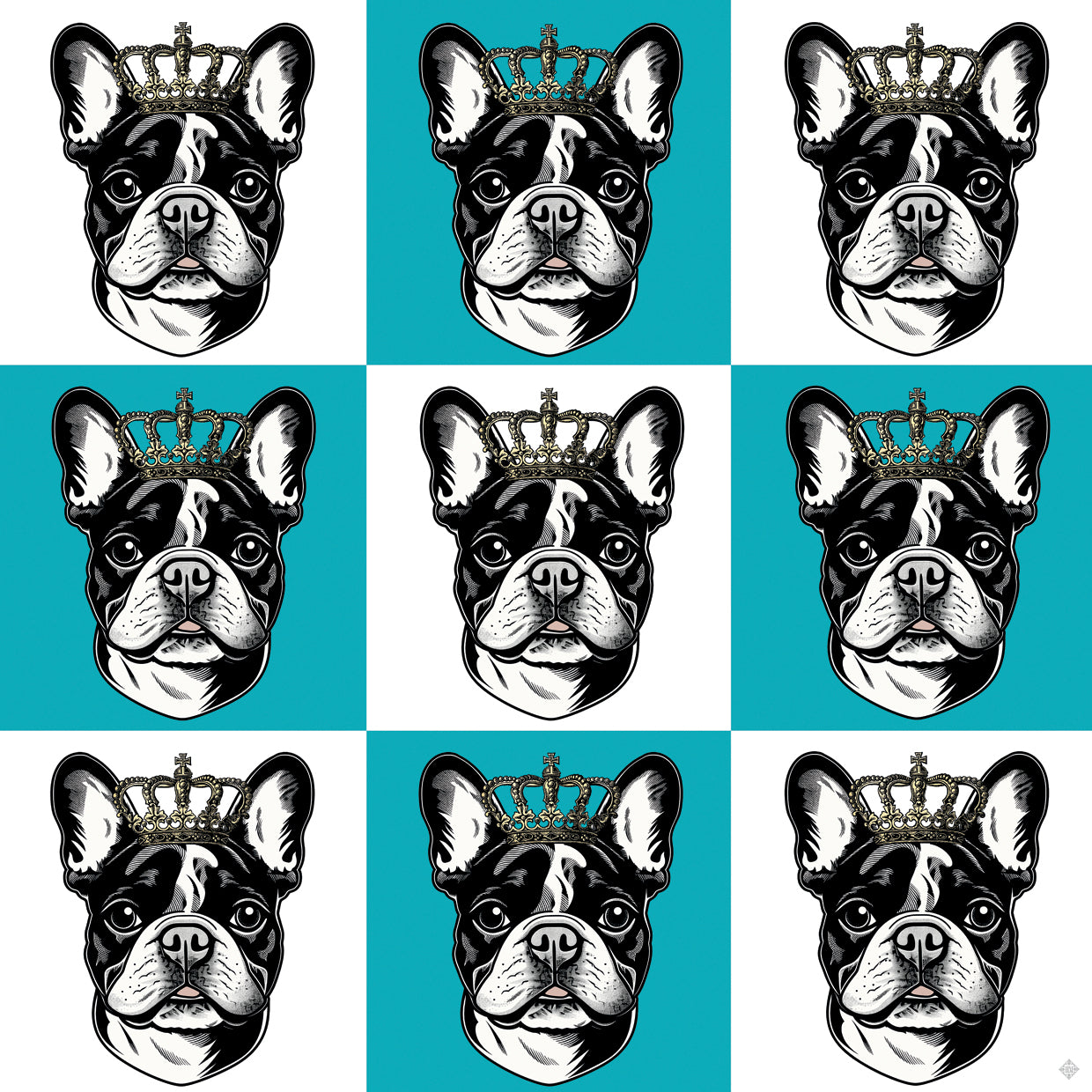 French Bulldog Aqua Blue Pop Glam Grid