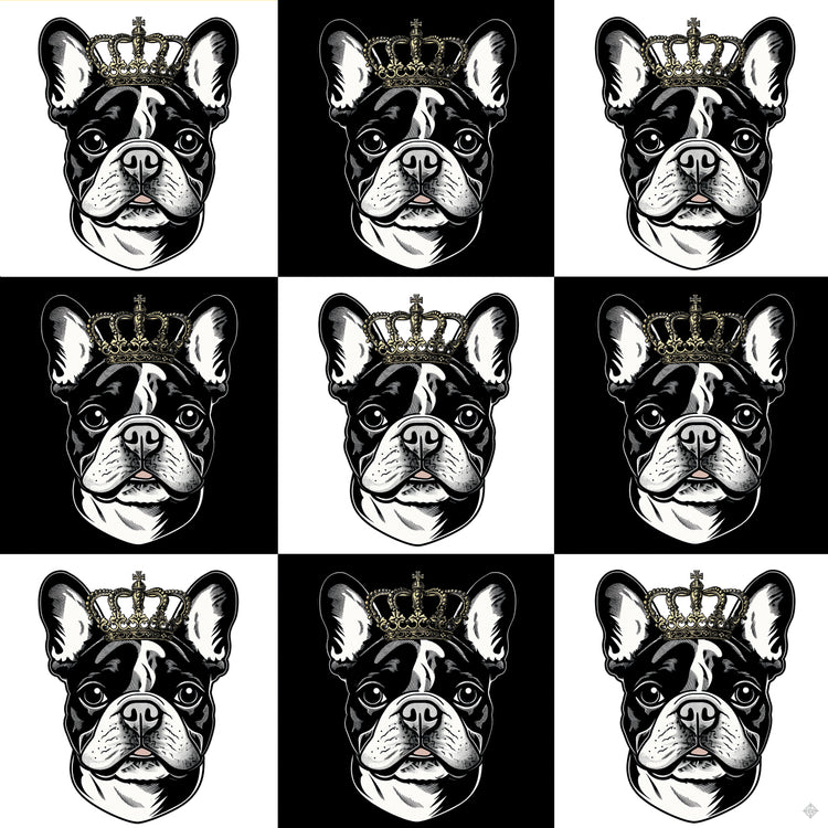 Black And White French Bulldog Pop Glam Grid