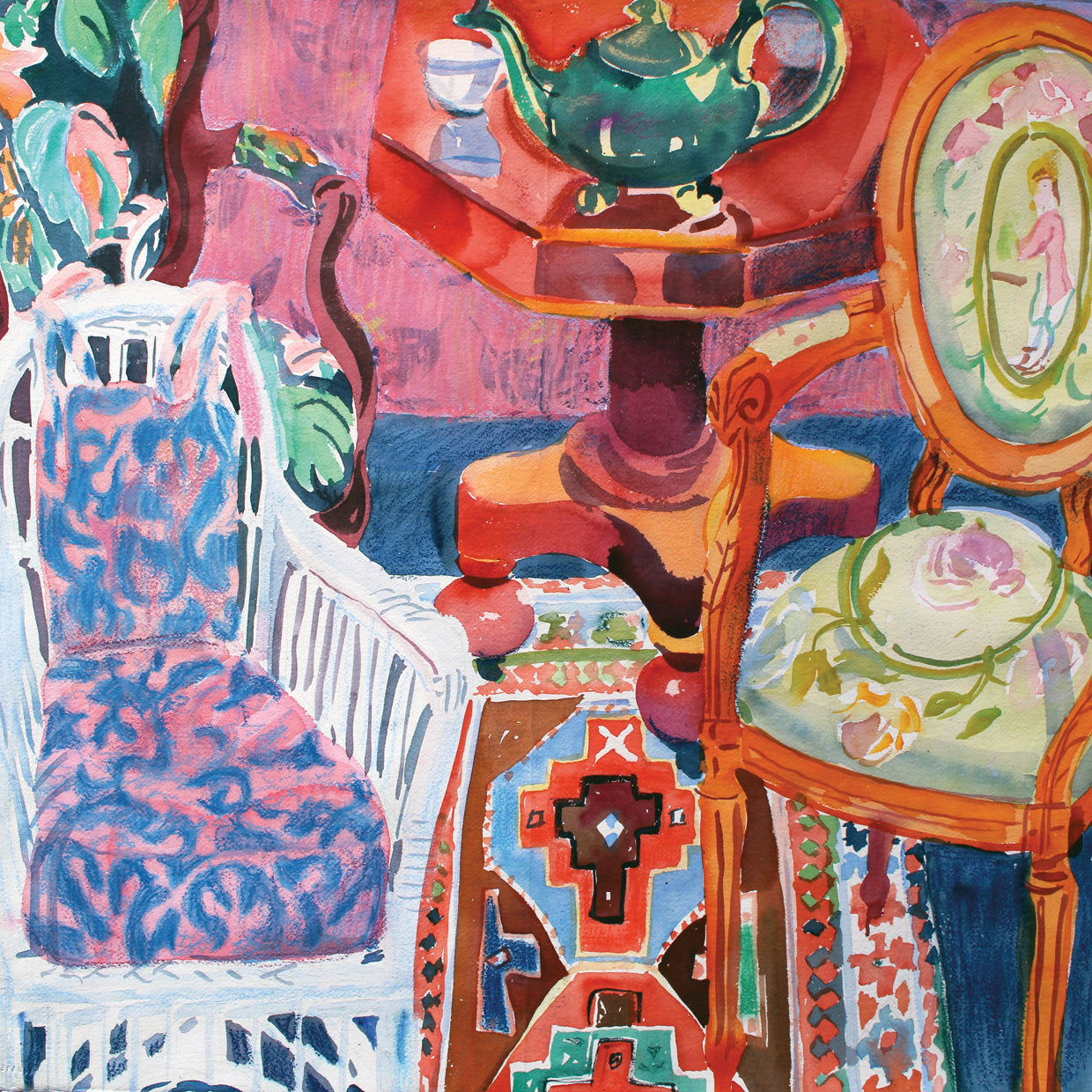 Watercolor Tea For Two Still Life