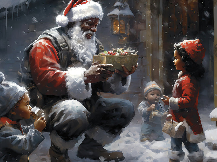 Santa Gift Giving to Little Girl