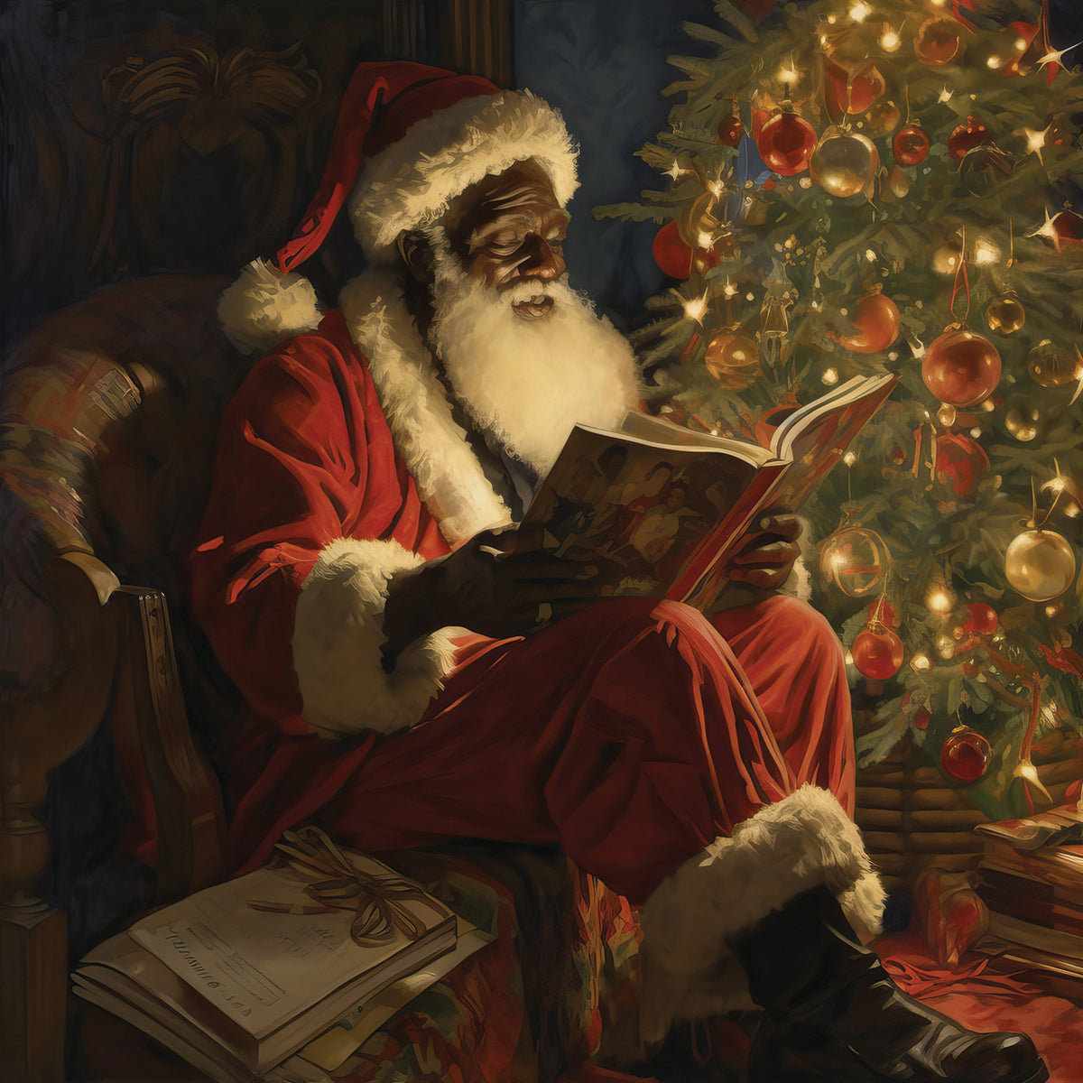 Imagine It Images's Santa Checking His List (5) Canvas Art Prints ...