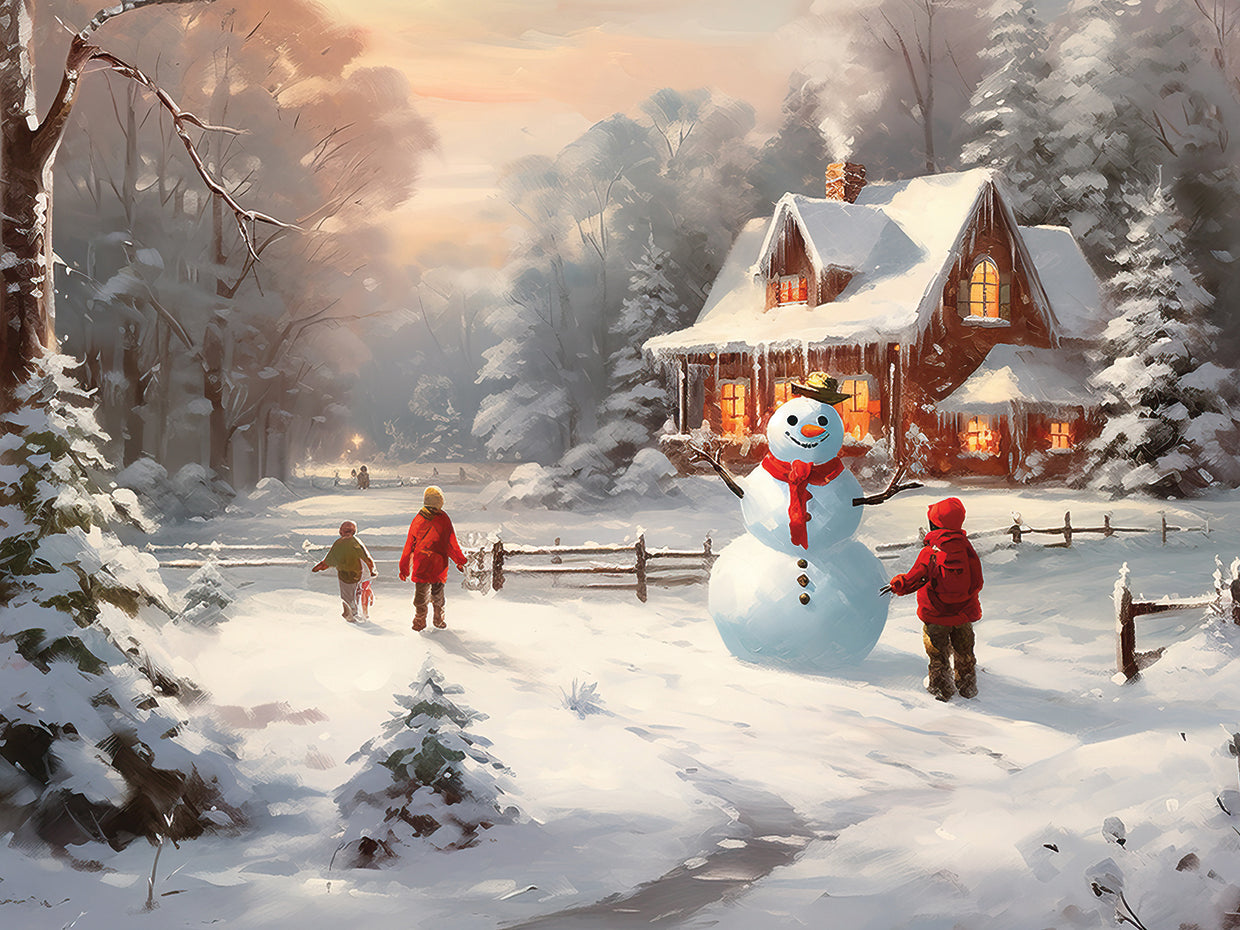 Snowman with red scarf