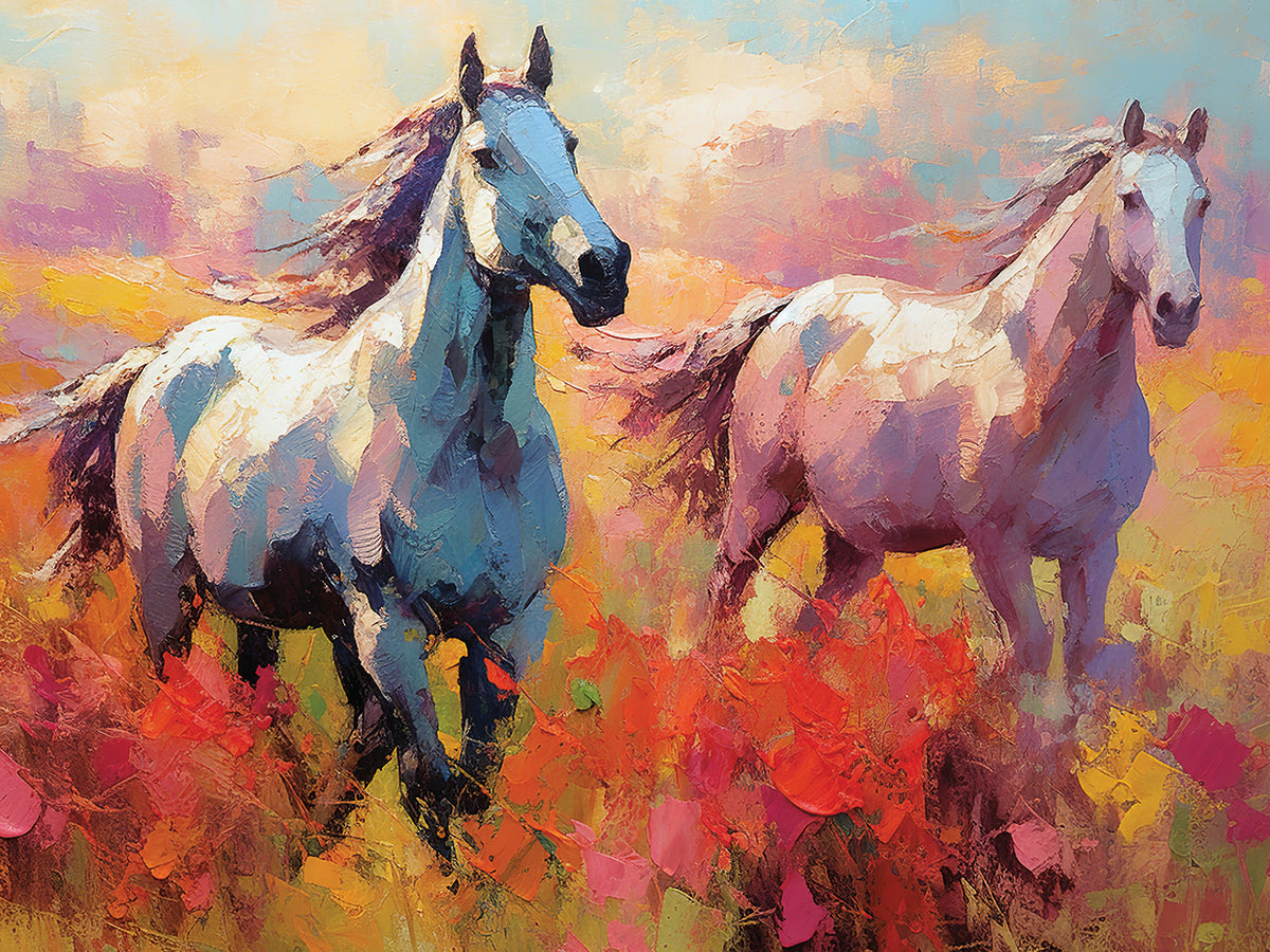Wild Horses in Field