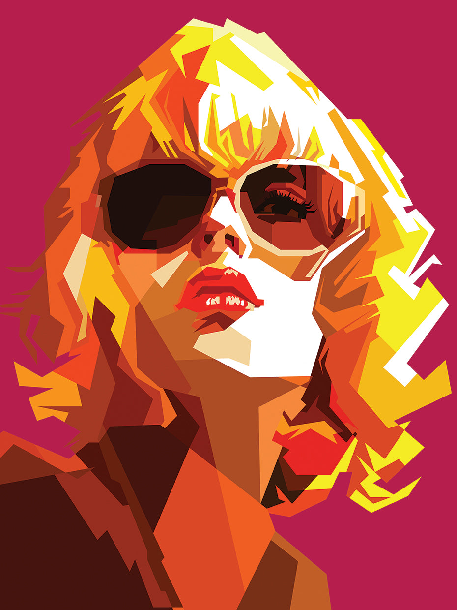 Colorful Fan Art Beauty Woman Retro Fashion Pop Art