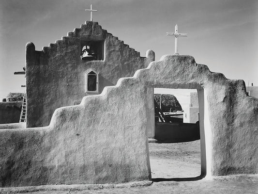 Church, Taos Pueblo, New Mexico, 1941, Full Side View Of Entrance With Gate