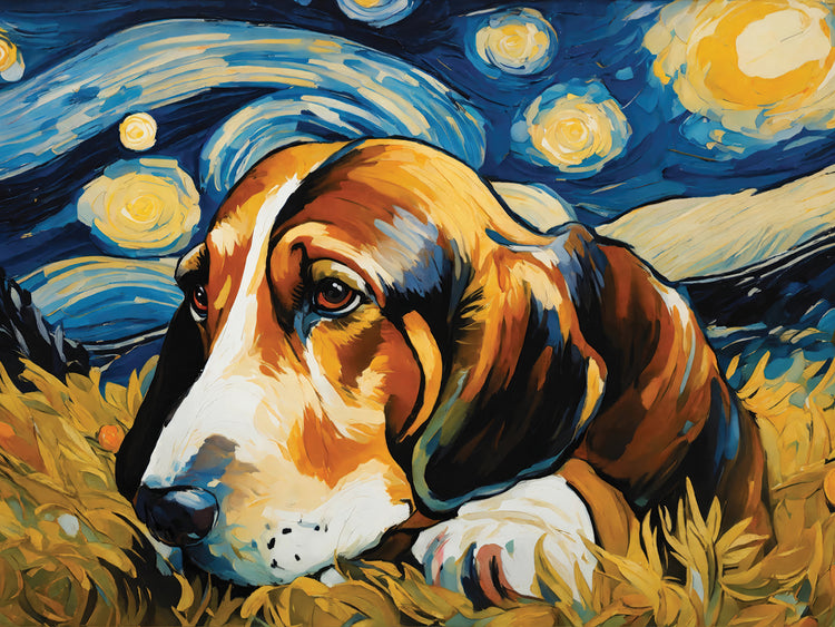 Van gogh Inspired Dogs Basset Hound