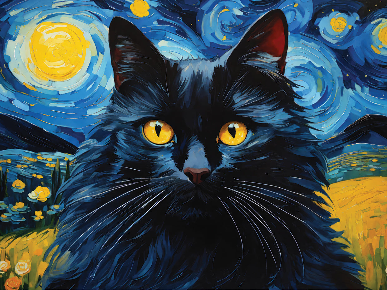 Van gogh Inspired Black Cat 2