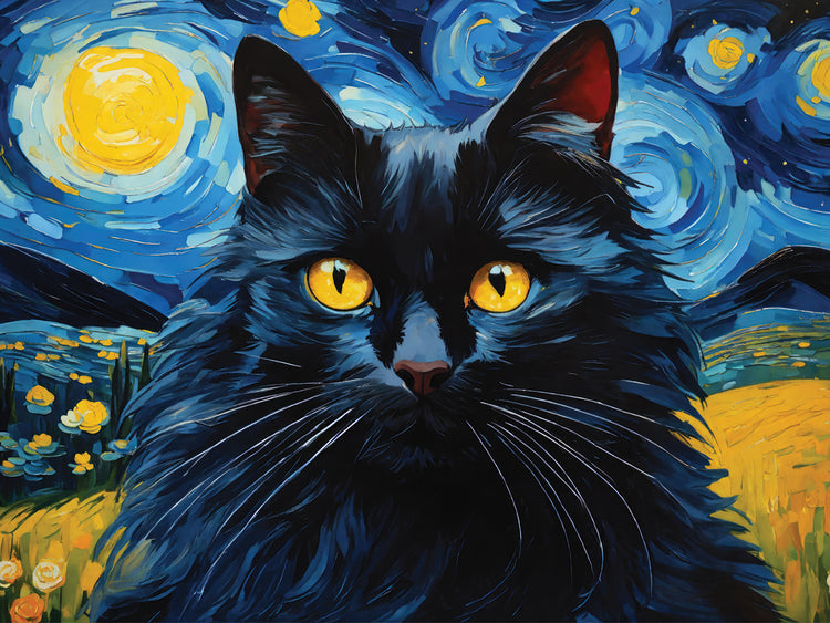 Van gogh Inspired Black Cat 2