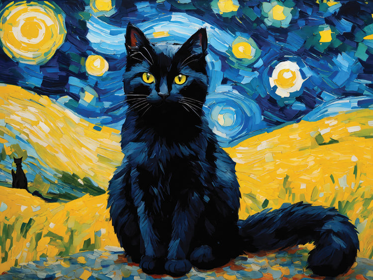 Van gogh Inspired Black Cat 3
