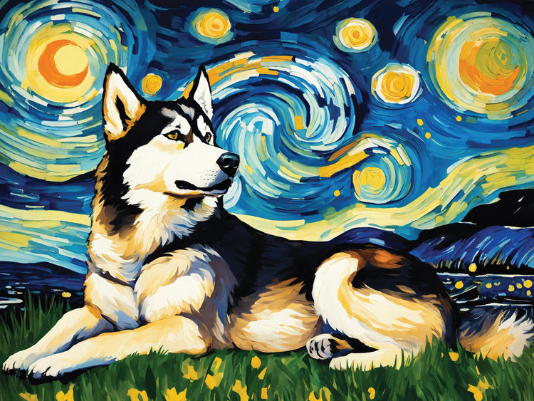 Van gogh Inspired Dogs Husky